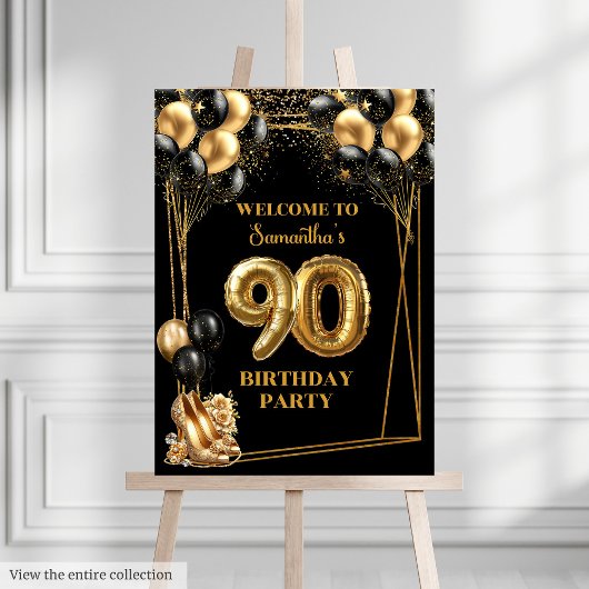 グラム金ゴールドハイヒール90th誕生日抱き枕 ミディアムペーパーバッグ