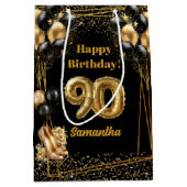 グラム金ゴールドハイヒール90th誕生日抱き枕 ミディアムペーパーバッグ (正面)