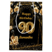 グラム金ゴールドハイヒール90th誕生日抱き枕 ミディアムペーパーバッグ (裏面)