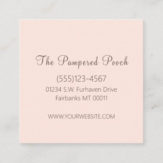 グラム金ゴールドバラグリッタードリップスドッググルーミングサービス スクエア名刺 (裏面)