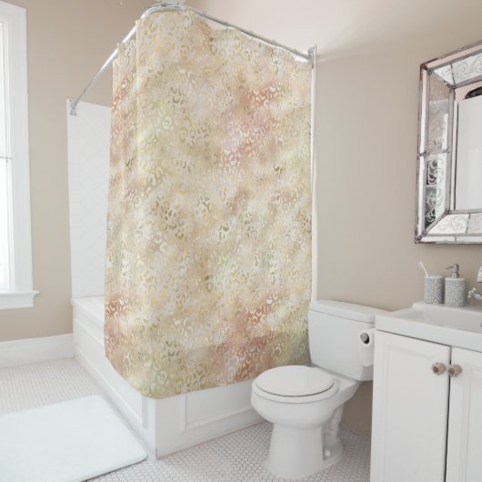 グラム金ゴールドバラ赤面ピンクヒョウ印刷 シャワーカーテン (インサイチュ)