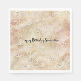 グラム金ゴールドバラ赤面ピンクヒョウ印刷 スタンダードランチョンナプキン