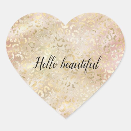 グラム金ゴールドバラ赤面ピンクヒョウ印刷 ハートシール (正面)