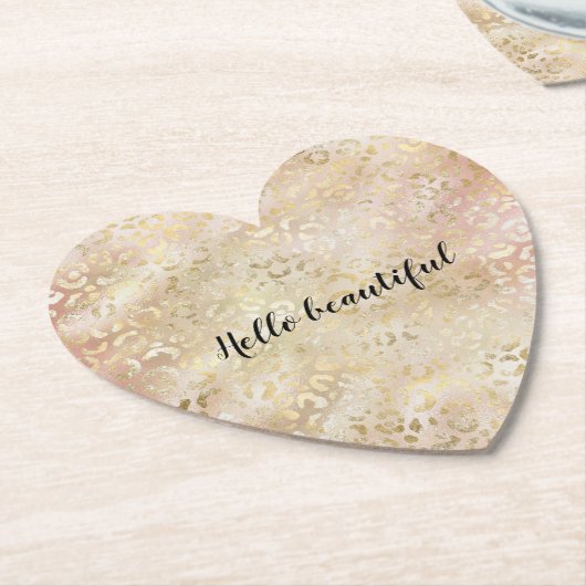 グラム金ゴールドバラ赤面ピンクヒョウ印刷 ペーパーコースター (アングル)