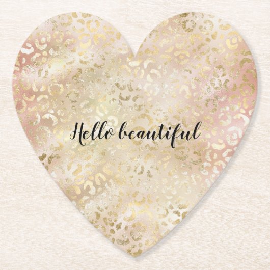 グラム金ゴールドバラ赤面ピンクヒョウ印刷 ペーパーコースター (正面)