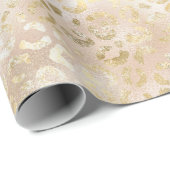グラム金ゴールドバラ赤面ピンクヒョウ印刷 ラッピングペーパー (ロールコーナー)
