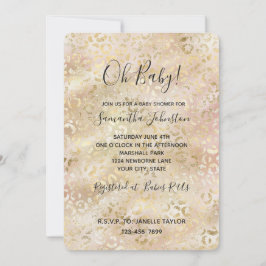 グラム金ゴールドバラ赤面ピンクヒョウ印刷 招待状