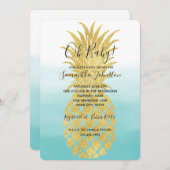 グラム金ゴールドパイナップルアクアウォーターカグラデーションラー 招待状 (正面/裏面)