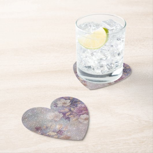 グラム金ゴールドパープルフローラスパークル誕生日 ペーパーコースター (インサイチュ)