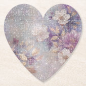 グラム金ゴールドパープルフローラスパークル誕生日 ペーパーコースター (正面)