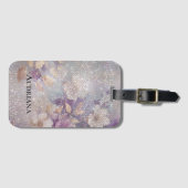 グラム金ゴールドパープルフローラスパークル ラゲッジタグ (正面横)