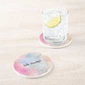 グラム金ゴールドヒョウ印刷ピンクブルーピーチ絞り染め コースター (側面)