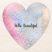 グラム金ゴールドヒョウ印刷ピンクブルーピーチ絞り染め ペーパーコースター (正面)