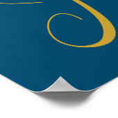 グラム金ゴールドフェニックスシルバーグリッターモノグラムブルー | ポスター (角)