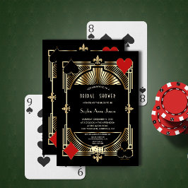 グラム金ゴールドフルーアデリスギャツビースタイルブライダルシャワー 招待状