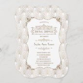 グラム金ゴールドフルーアデリス素晴らしギャツビーブライダルシャワー 招待状 (正面/裏面)