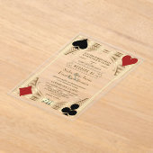 グラム金ゴールドフレームカジノラスベガストランプのポーカー結婚ズ アクリル招待状 (レイダウン)