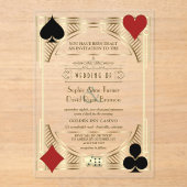 グラム金ゴールドフレームカジノラスベガストランプのポーカー結婚ズ アクリル招待状 (正面)