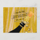 グラム金ゴールドブラックザデイトシャンパーニュ誕生日 案内ポストカード (正面)