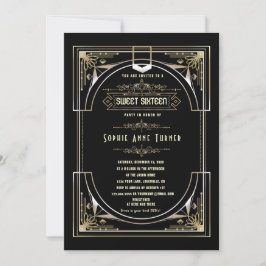 グラム金ゴールドブラック素晴らしギャツビーSweet sixteen 招待状