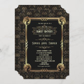 グラム金ゴールドブラック素晴らしギャツビーSweet sixteen 招待状 (正面/裏面)