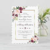 グラム金ゴールドブルゴーニュ赤面開花結婚フローラ 招待状 (スタンド正面)