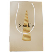 グラム金ゴールドユニコーン誕生日 ミディアムペーパーバッグ (正面)