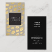 グラム金ゴールドリッププリントメイクアップアーティスト美しいグレー 名刺 (正面/裏面)