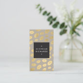 グラム金ゴールドリッププリントメイクアップアーティスト美しいグレー 名刺 (スタンド正面)