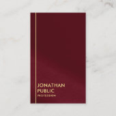 グラム金ゴールドルック文字テンプレートブルガンディレッドラグジュアリー 名刺 (正面)