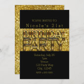 グラム金ゴールドレオパードシックバースデーパーティ招待状 招待状 (正面/裏面)