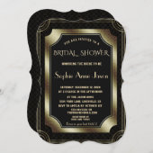 グラム金ゴールド素晴らしギャツビーアールデコ20sブライダルシャワー 招待状 (正面/裏面)