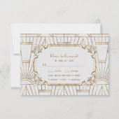 グラム金ゴールド素晴らしギャツビーアールデコ20s結婚ズ 出欠カード (正面)