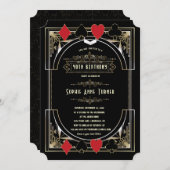 グラム金ゴールド素晴らしギャツビーカジノナイト50誕生日 招待状 (正面/裏面)