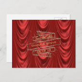 グラム金ゴールド結婚レッド | 日付エレガントの保存 案内ポストカード (正面/裏面)