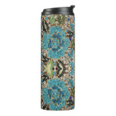 グラム金ゴールド結晶ティール(緑がかった色)ターコイズラインストーン タンブラー (回転左)