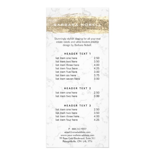 グラム金ゴールド絵を描グリッターホワイトマーブル ラックカード (正面)