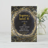 グラム金ゴールド虹色モダン抽象芸術グラムスウィート16 招待状 (スタンド正面)