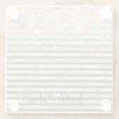 グラム金ゴールド赤面ピンクブラウンストライプグリッタースパークル ガラスコースター (裏面)