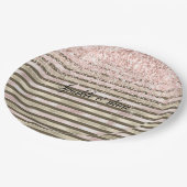 グラム金ゴールド赤面ピンクブラウンストライプグリッター ペーパープレート (アングル)