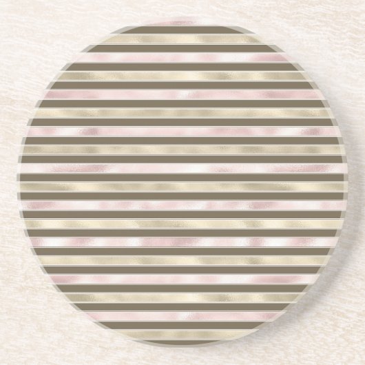 グラム金ゴールド赤面ピンクブラウンストライプズ コースター (正面)