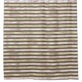 グラム金ゴールド赤面ピンクブラウンストライプズ シャワーカーテン (正面)