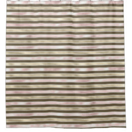 グラム金ゴールド赤面ピンクブラウンストライプズ シャワーカーテン