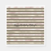 グラム金ゴールド赤面ピンクブラウンストライプズ スタンダードランチョンナプキン (正面)