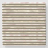 グラム金ゴールド赤面ピンクブラウンストライプズ ストーンコースター (正面)