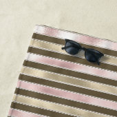 グラム金ゴールド赤面ピンクブラウンストライプズ ビーチタオル (インサイチュ)