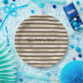 グラム金ゴールド赤面ピンクブラウンストライプズ ペーパープレート (パーティー)