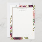 グラム金ゴールド赤面ブルガンディウォーター色バラフローラ ノートカード (正面)