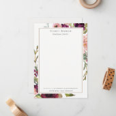 グラム金ゴールド赤面ブルガンディウォーター色バラフローラ ノートカード (正面/裏面インサイチュ)