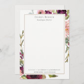 グラム金ゴールド赤面ブルガンディウォーター色バラフローラ ノートカード (正面/裏面)